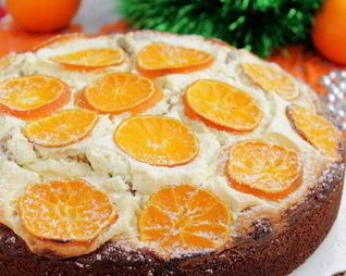 Пирог с мандаринами на Рождество