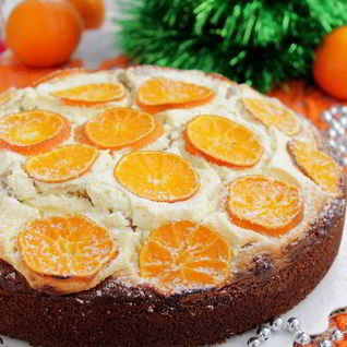 Пирог с мандаринами на Рождество
