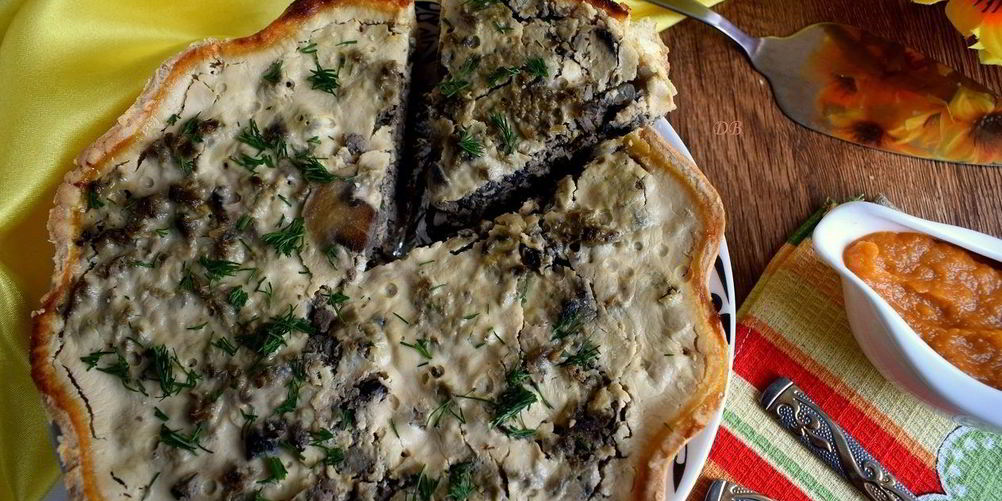 Рецепт пирог с печенью и грибами