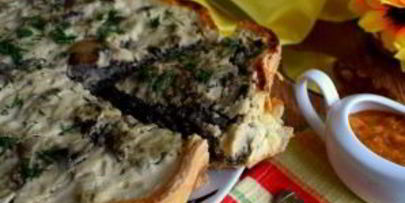 пирог с печенью и грибами