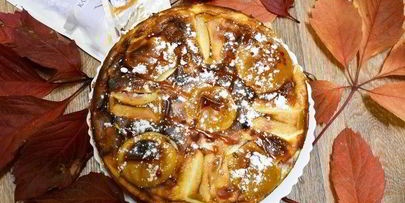 пирог с воздушным творогом и яблоками