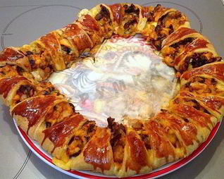 Пирог Солнышко с курицей и грибами