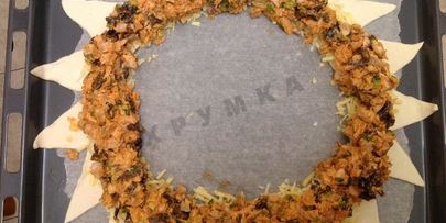 пирог солнышко с курицей и грибами