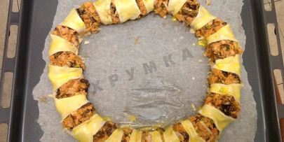 пирог солнышко с курицей и грибами