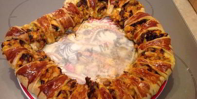 пирог солнышко с курицей и грибами