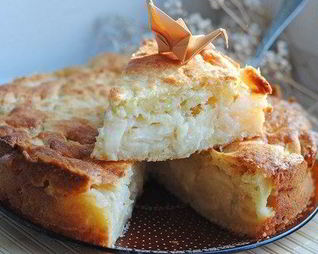 Пирог творожный с яблочной начинкой