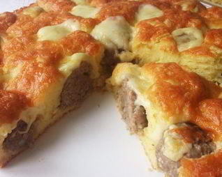 Заливной пирог с фрикадельками