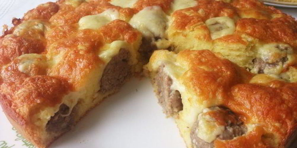 Рецепт заливной пирог с фрикадельками