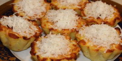 картофельно-сырное пирожное с курицей