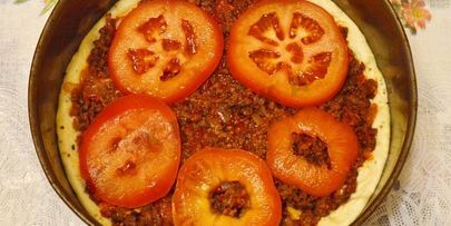 мясная пицца с мясом и грибами