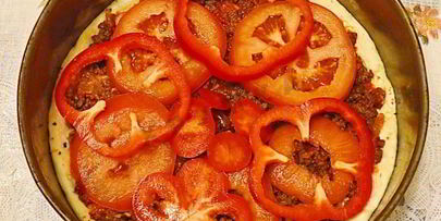 мясная пицца с мясом и грибами