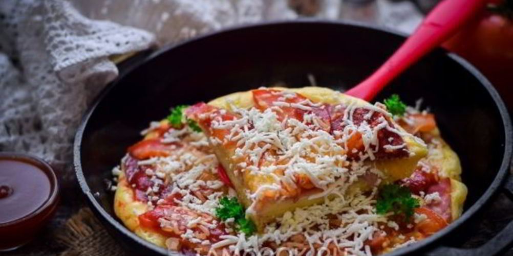 Рецепт пицца из жидкого теста на сковороде