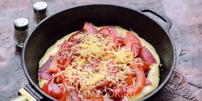 пицца из жидкого теста на сковороде