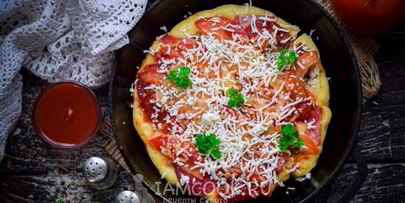 пицца из жидкого теста на сковороде