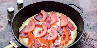 пицца из жидкого теста на сковороде