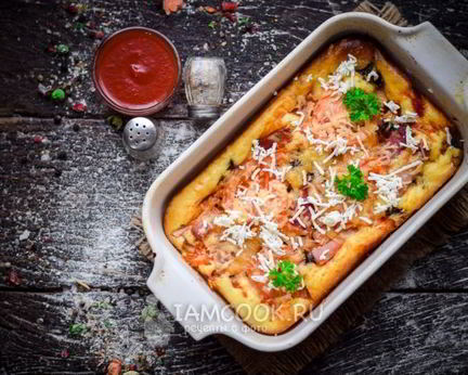 Пицца из жидкого теста в духовке