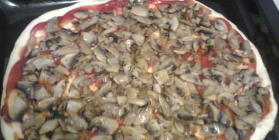 пицца с грибами и с гусиным фаршем