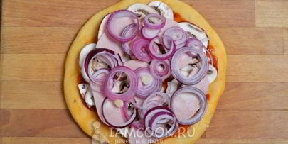 пицца с ветчиной и грибами