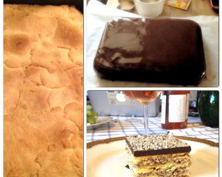 Песочный шоколадный торт с начинкой из взбитых белков и орехов