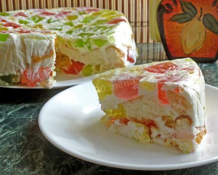 Торт Битое стекло с бисквитом