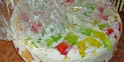 торт битое стекло с бисквитом