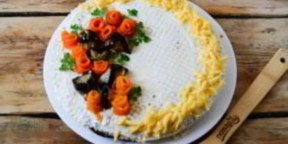 торт из баклажанов с помидорами и сыром