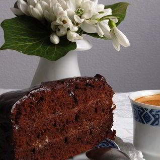 Торт из темного шоколада с кремом из белого шоколада