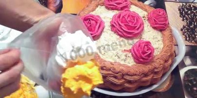 торт корзина с цветами