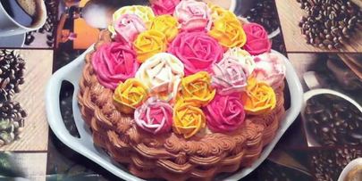 торт корзина с цветами