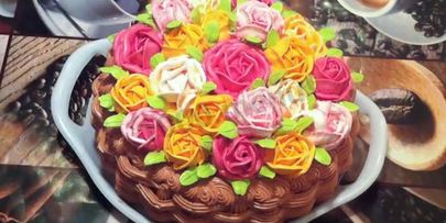 торт корзина с цветами