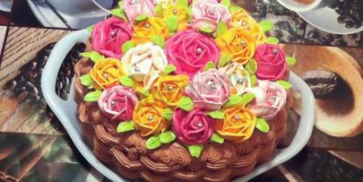 торт корзина с цветами