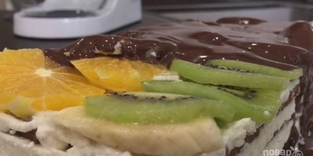 Рецепт творожный торт с фруктами без выпечки