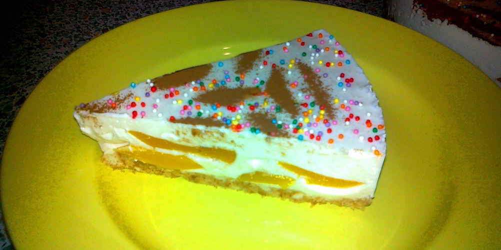 Рецепт творожный торт с персиками