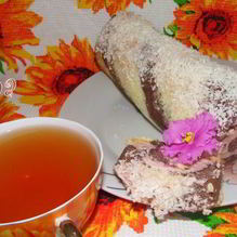 Рецепт Вишневый полосатый рулет