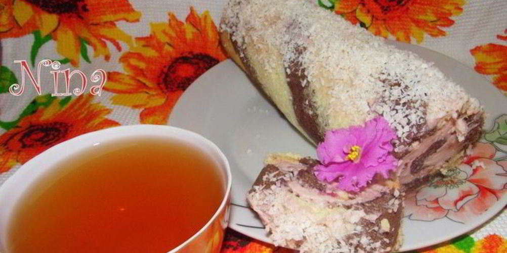 Рецепт вишневый полосатый рулет