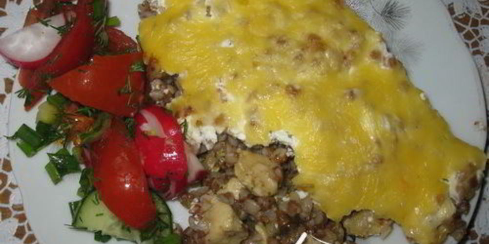 Рецепт гречневая запеканка с курицей и грибами
