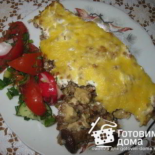 Гречневая запеканка с курицей и грибами