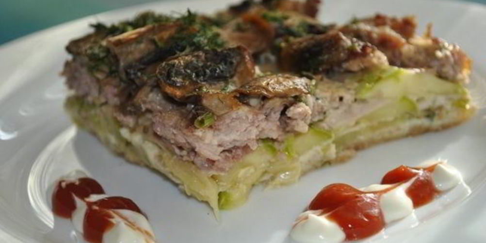 Рецепт кабачковая запеканка с мясом и грибами