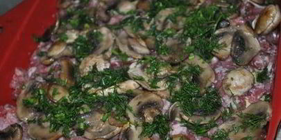 кабачковая запеканка с мясом и грибами