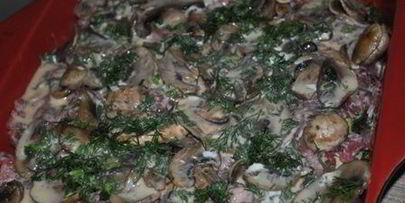 кабачковая запеканка с мясом и грибами