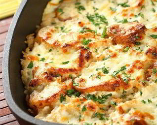 Картофельная запеканка с мясом и грибами