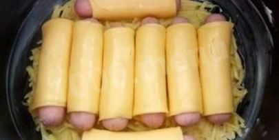 картофельная запеканка с сосисками