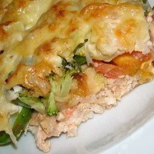 Овощная запеканка с сыром и куриным фаршем