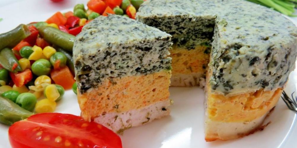 Рецепт разноцветная запеканка с куриным фаршем