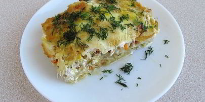 рыбная запеканка с квашеной капустой