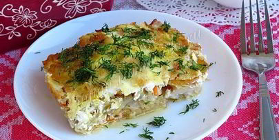 рыбная запеканка с квашеной капустой