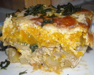 Тыквенная запеканка с картофелем и грибами