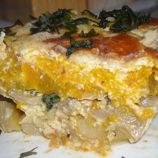 Тыквенная запеканка с картофелем и грибами