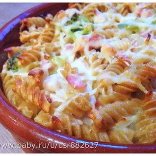 Запеканка из макарон карбонара