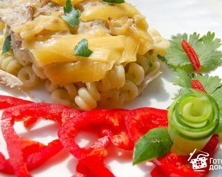 Запеканка из макарон с курицей